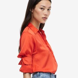 H&M Bright Orange Button Down Shirt
